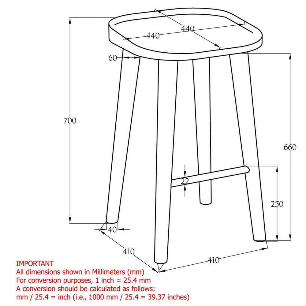26-inch Solid Sheesham Wood Counter Stool Brown W8263