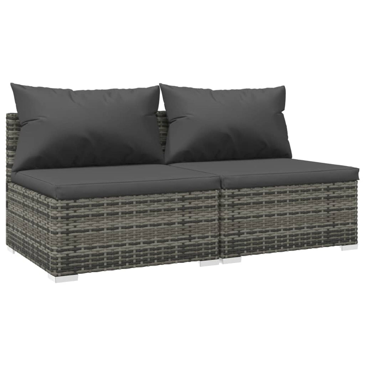 2 Piece Gray Poly Rattan Patio Lounge Set with Cushion and Pillow R6239