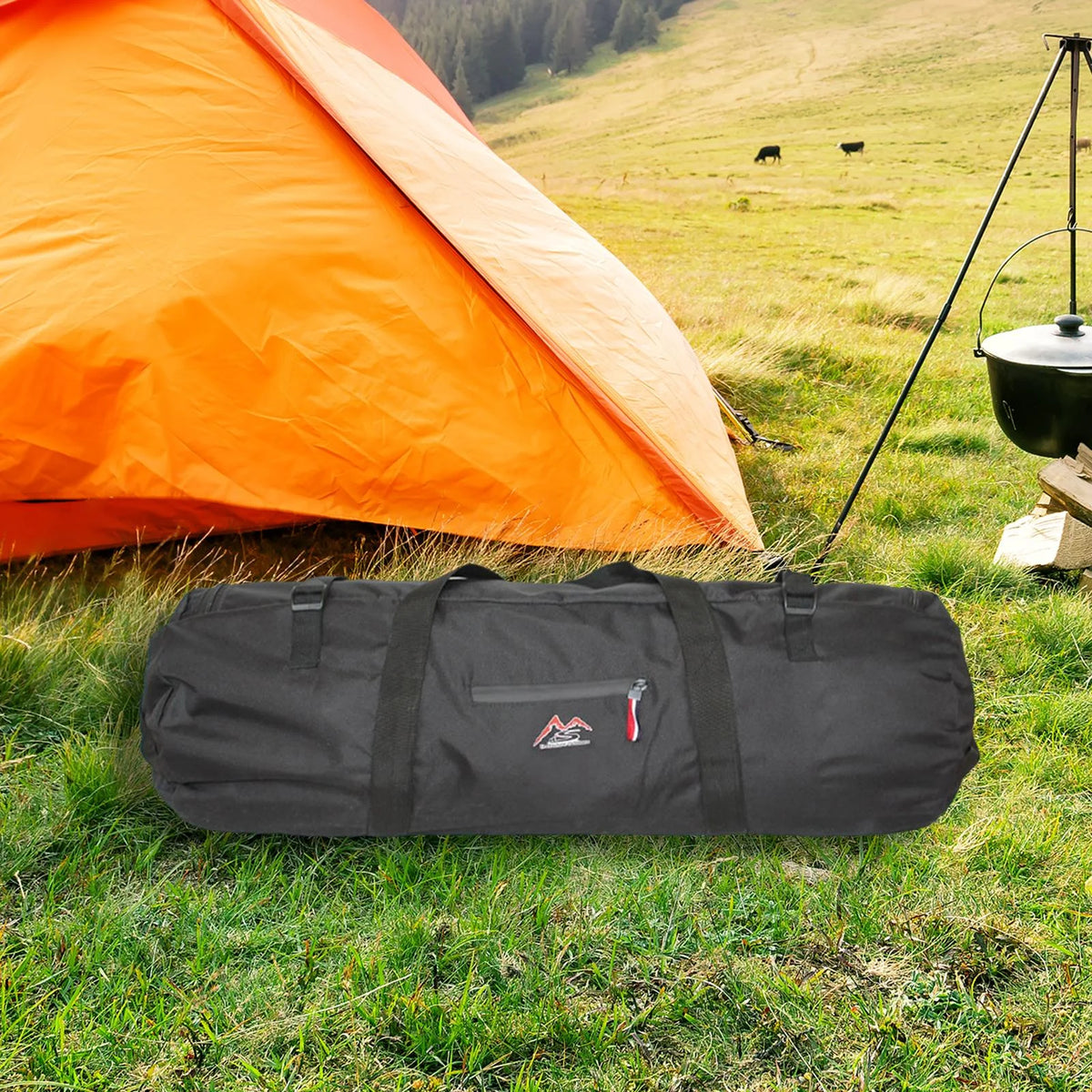 Waterproof Camping Tent Storage Bag Duffel Black X1833