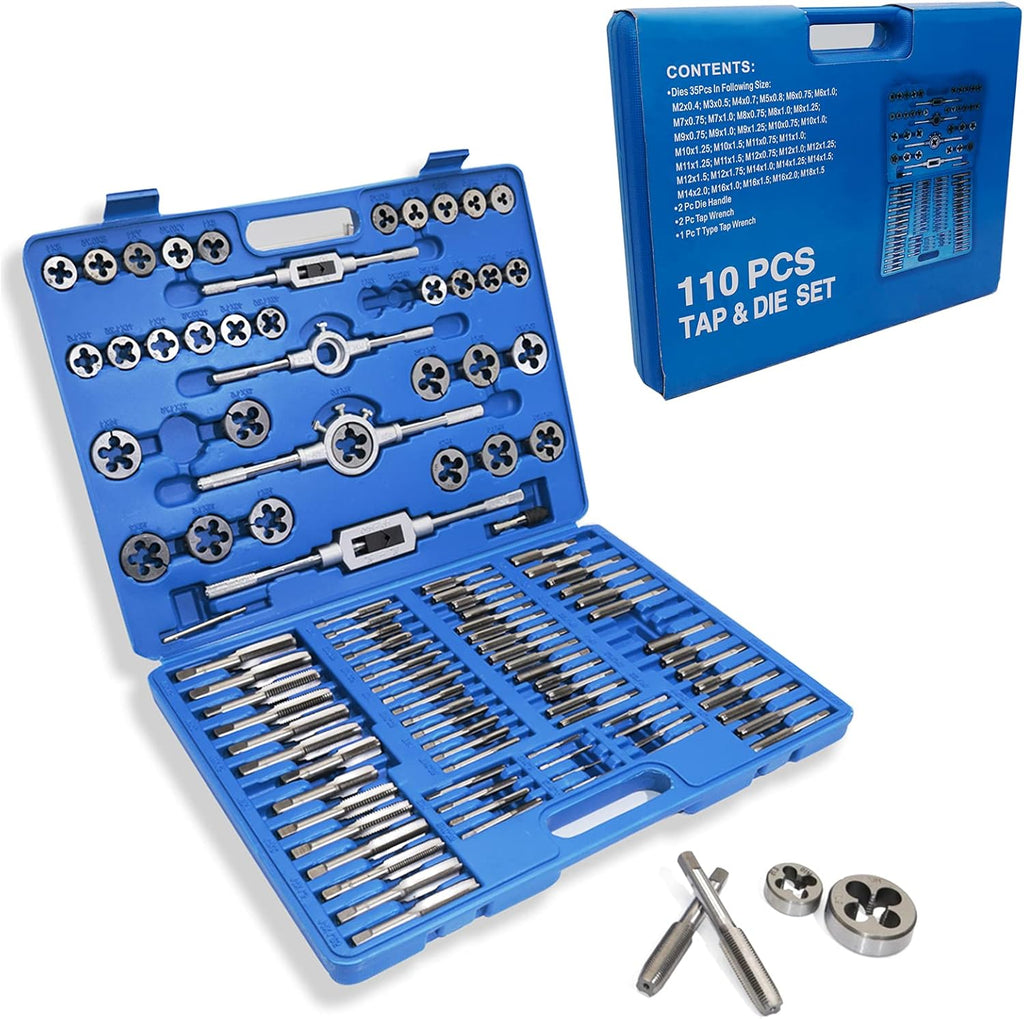 60 Piece Metric & SAE Tap and Die Tool Set with Storage Case O30848