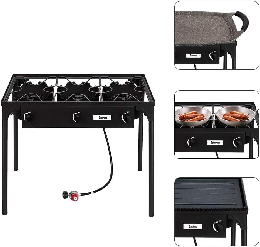 Outdoor 3 Burner Propane Gas Camp Stove with Detachable Legs A275