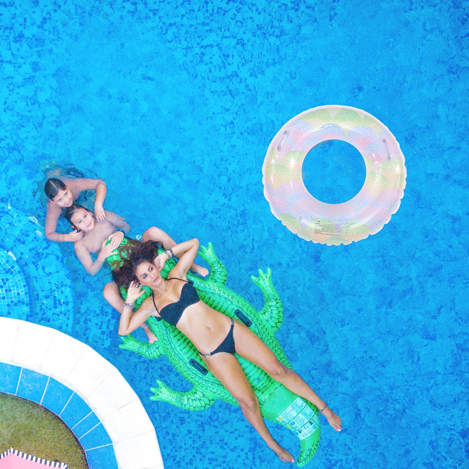 Rainbow Inflatable Swimming Ring Toys Q58544