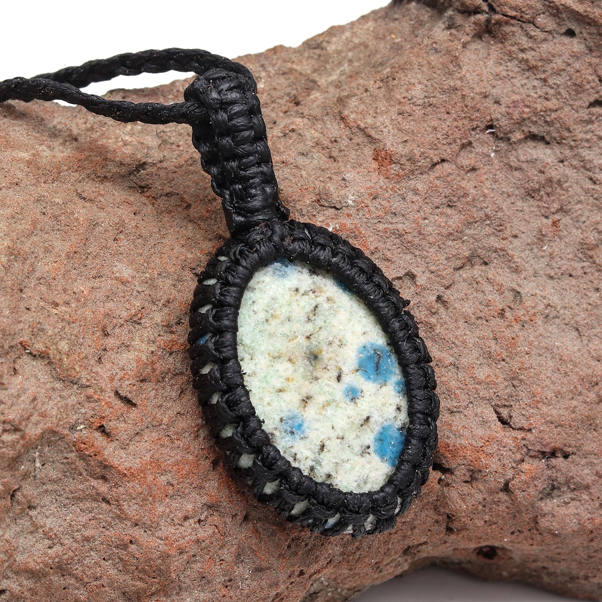 Jasper Gemstone Macrame Pendant Necklace 20-32 in D9478