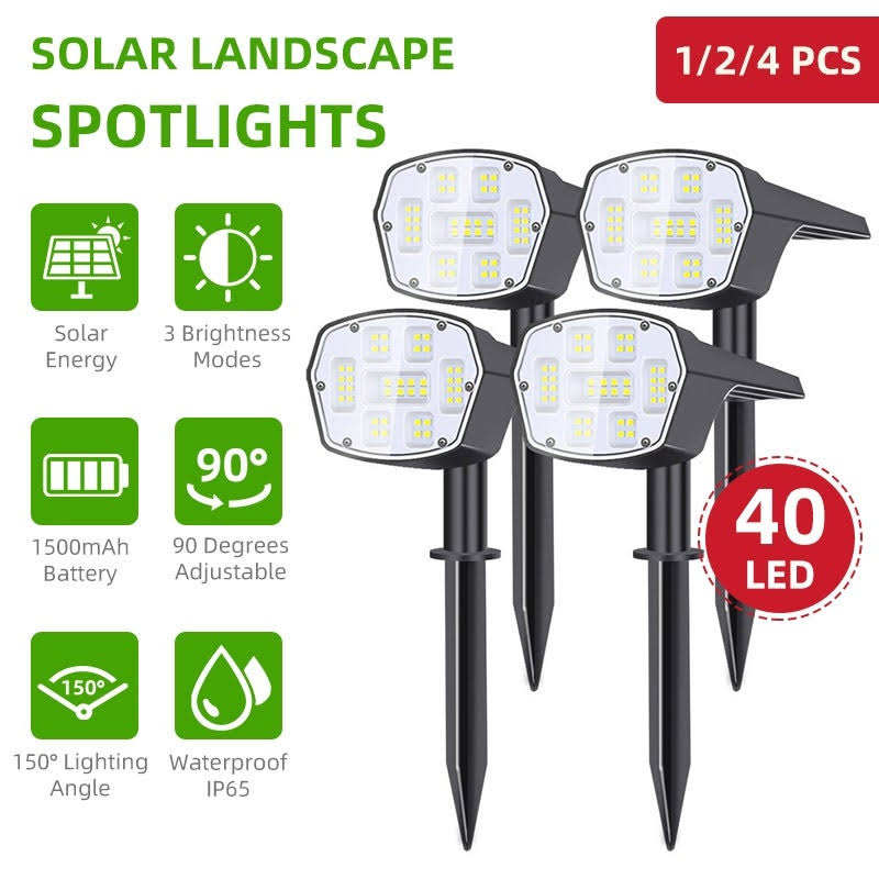 40 LED Solar Powered Outdoor Landscape Spotlights T868704