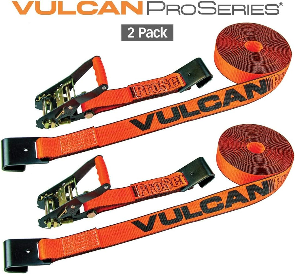 2 Pack 2 Inch x 27 Foot Ratchet Strap with Flat Hooks Z261