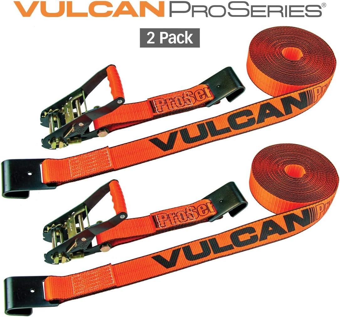 2 Pack 2 Inch x 27 Foot Ratchet Strap with Flat Hooks Z261