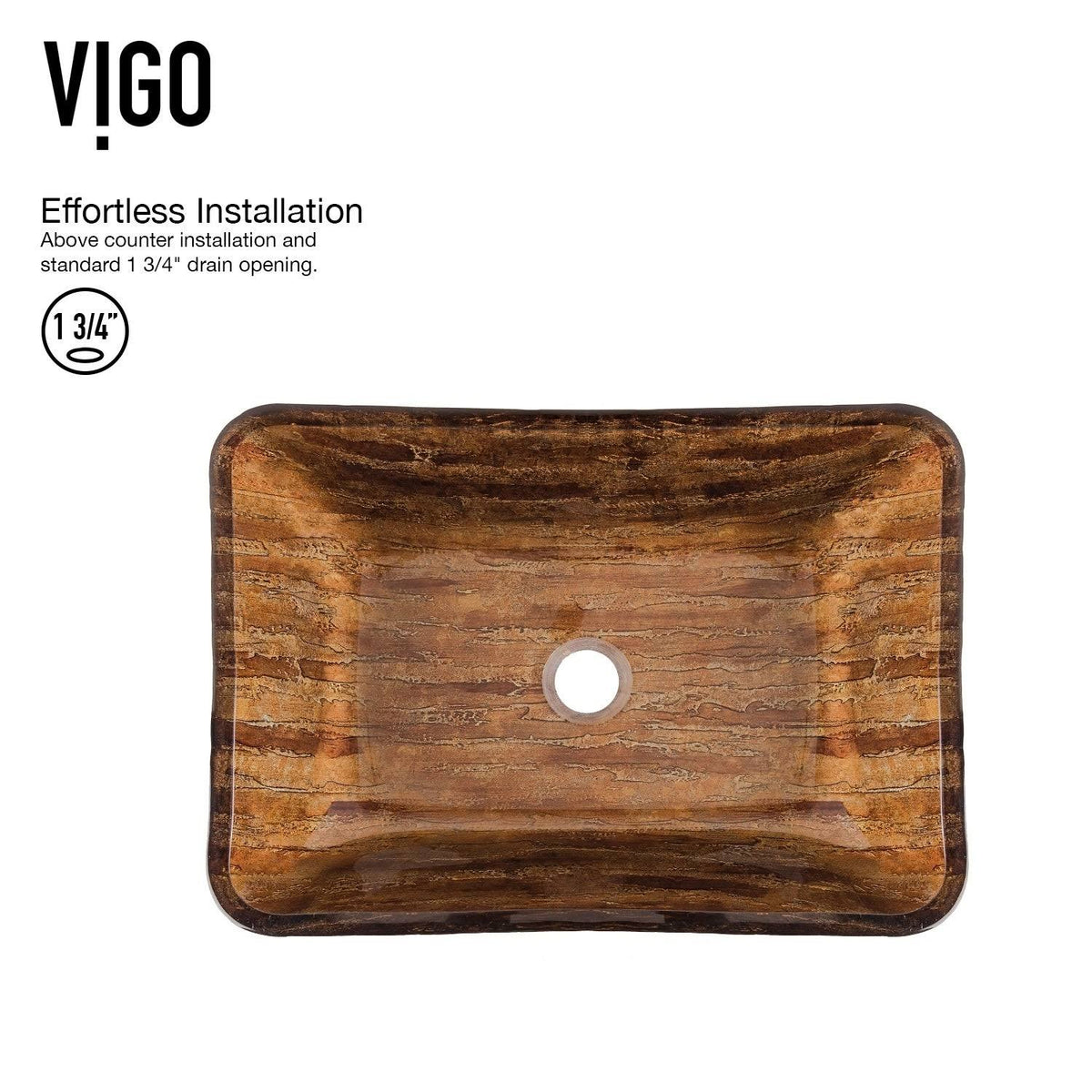 Amber Sunset Glass Rectangular Vessel Bathroom Sink D72083