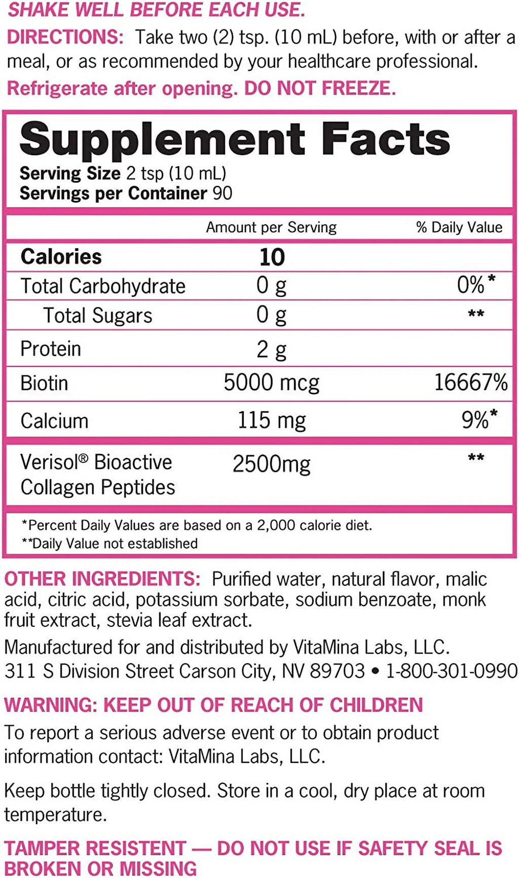 Liquid Collagen + Biotin, 30 Fluid Ounce E996