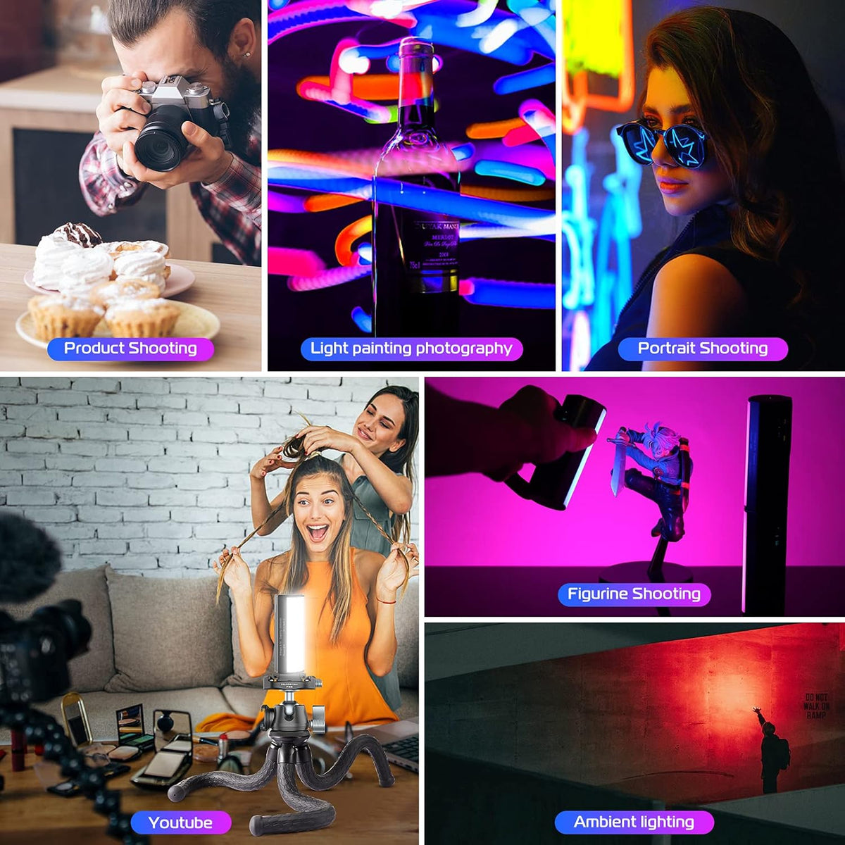 2 Pack Handheld RGB LED Video Light Wand with LCD K524408