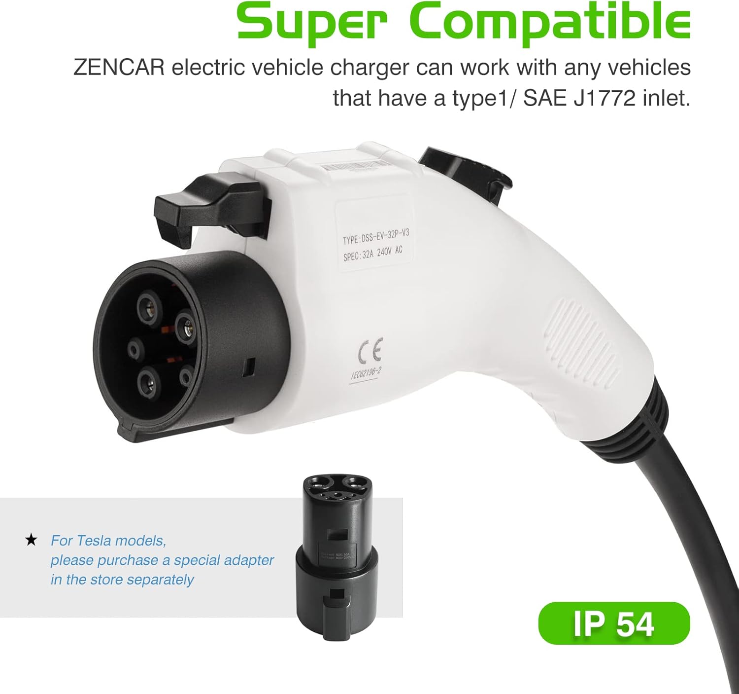 EV Charger with Cable Holder, Timing Delay, 230V, 16A, NEMA 6-20 Y9114