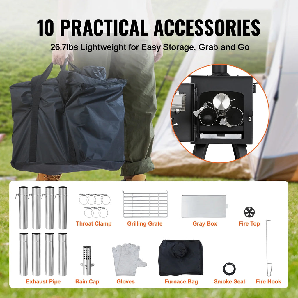 Portable Wood Stove for Camping with Pipes R74707