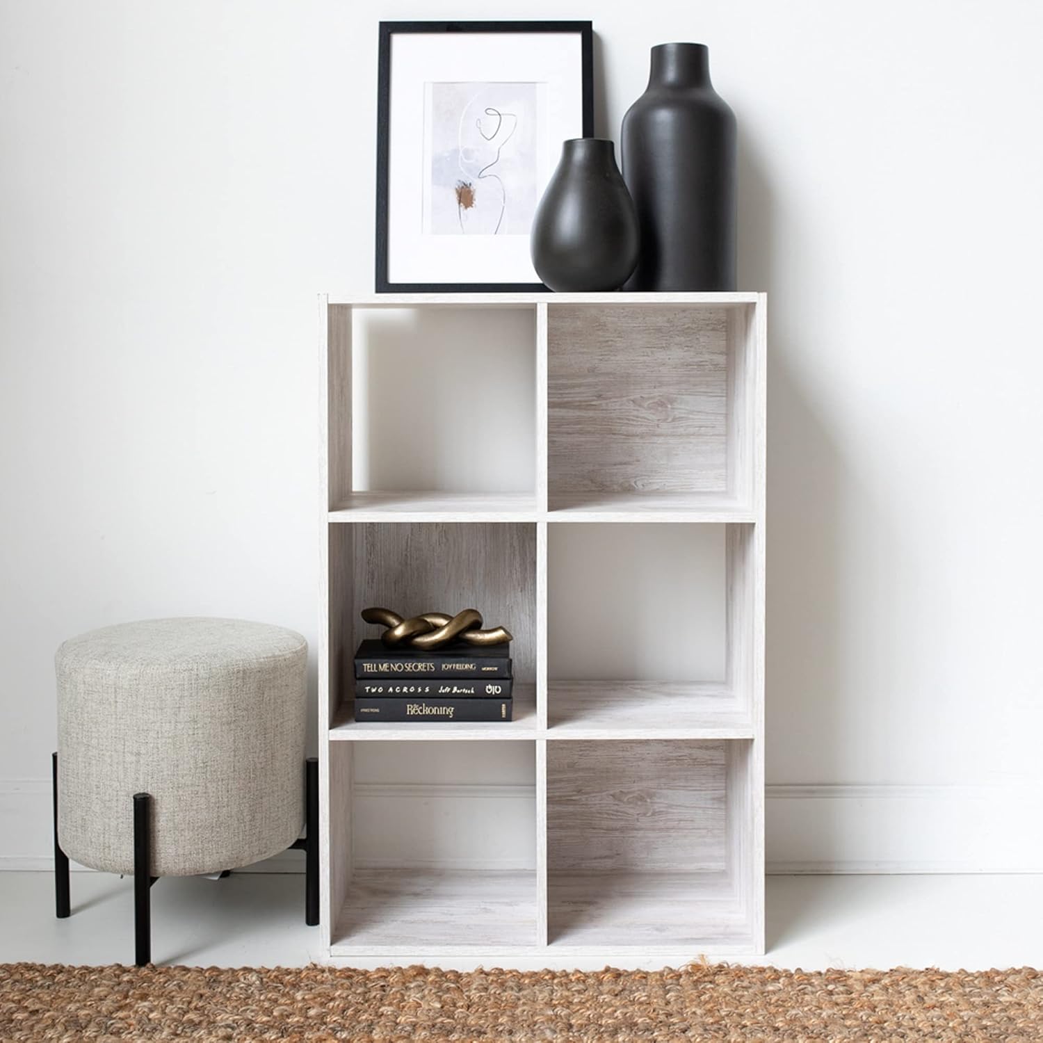 3 Cube Storage Organizer Bookcase, Natural Brown, Pack of 2 M53963
