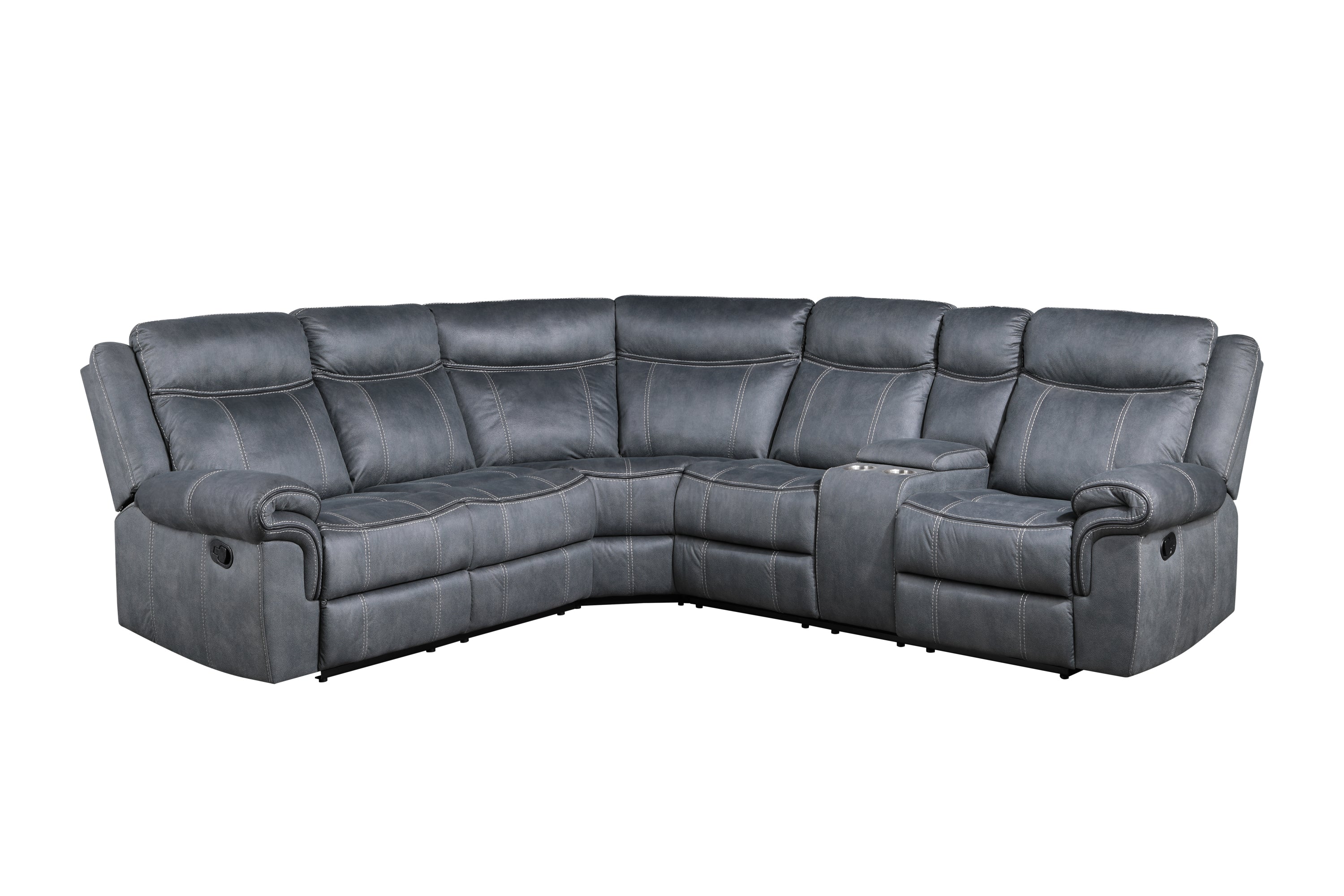 Gray Velvet Sectional Sofa P7101