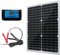 20W 12V Monocrystalline Solar Panel Battery Charger Kit with 10A Charge Controller + Extension Cable Pack of 2 B85659