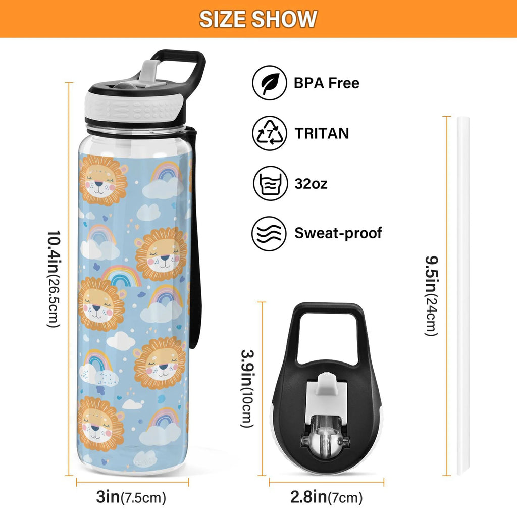 32oz Clear Triton Sports Water Bottle with Straw C926321