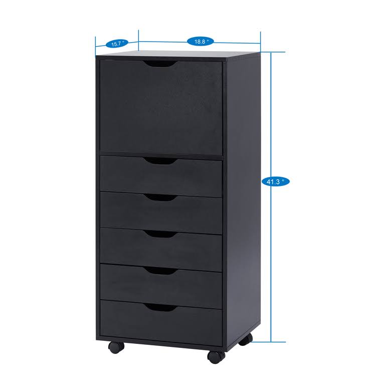6-Drawer Black Office Storage Cabinet U16714