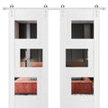Double Barn Door 36 x 84 inches with Mirror Stainless Steel Rail Hangers Solid Panel Interior Doors K15015