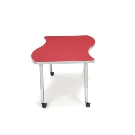 Red Adjustable Height Student Table with Casters X63087