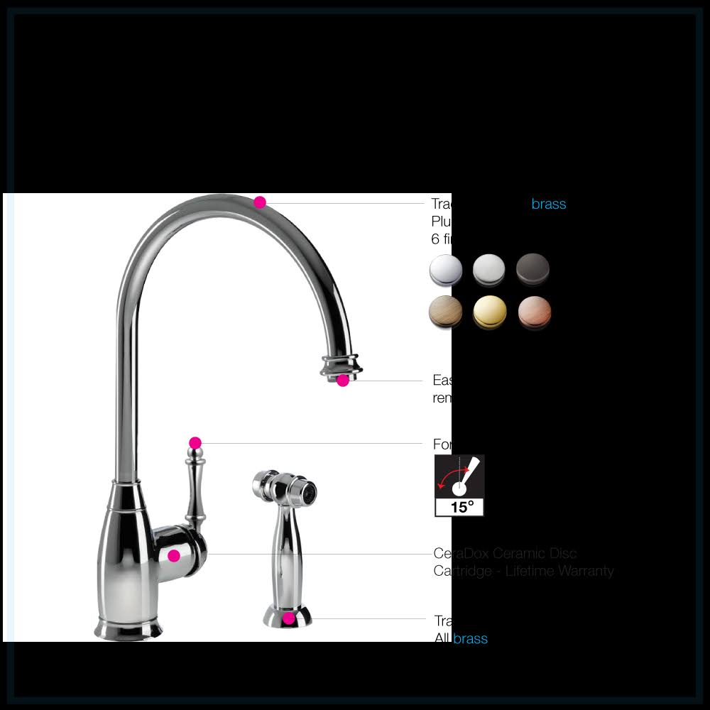 Polished Chrome Kitchen Faucet with Sidespray W1633