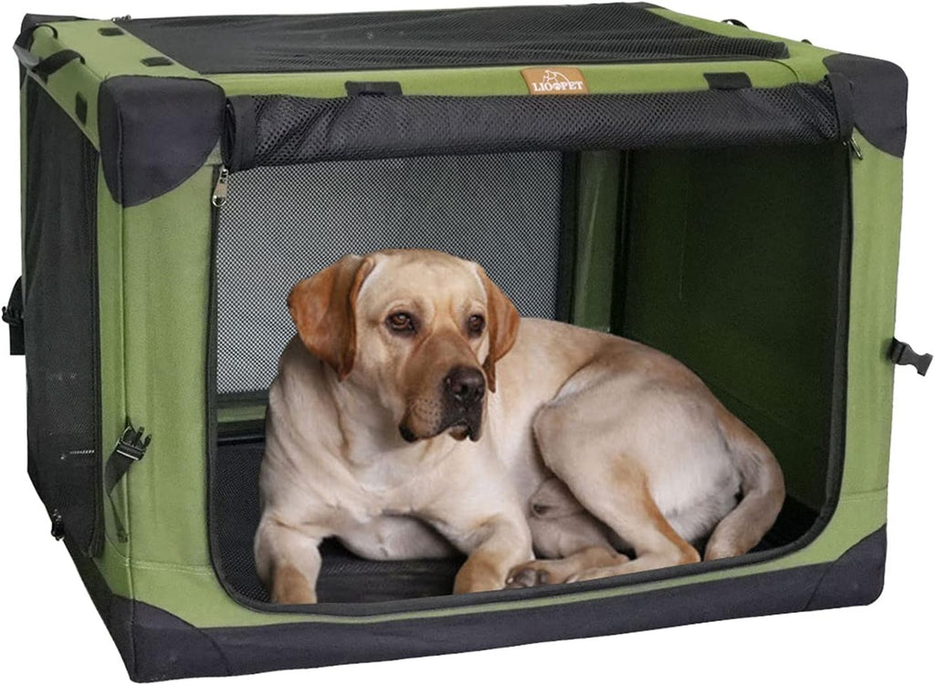 Khaki 26 Dog Crate Carrier Portable Folding Kennel Y424