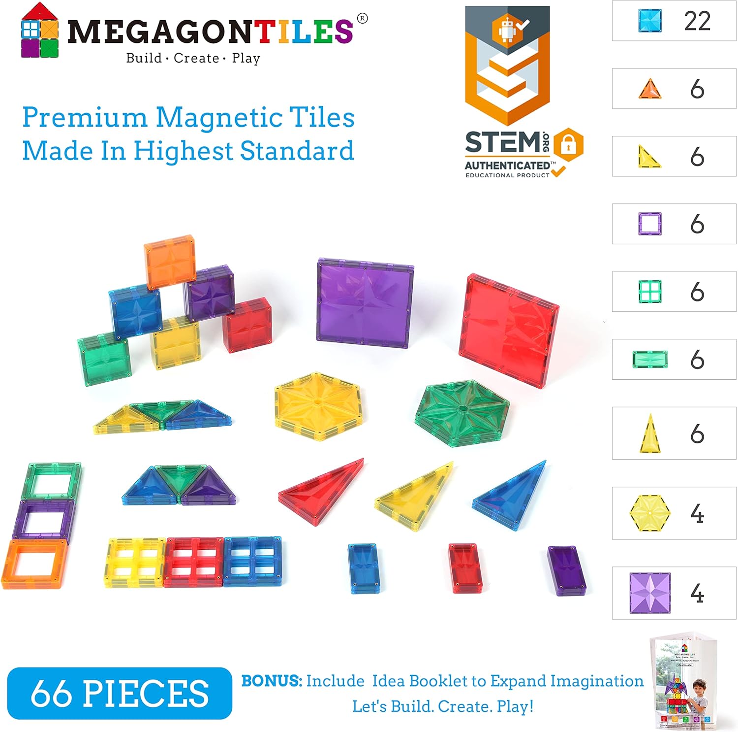 66PCS Magnetic Tiles Building Blocks Y499249