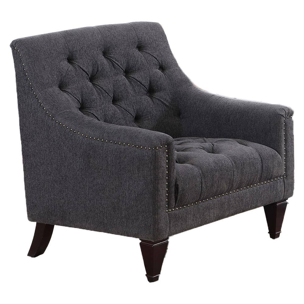 Grey Linen Chair with Nailheads Z651755