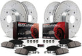 Front and Rear Carbon Fiber Brake Pads with Drilled & Slotted Brake Rotors Kit C876908