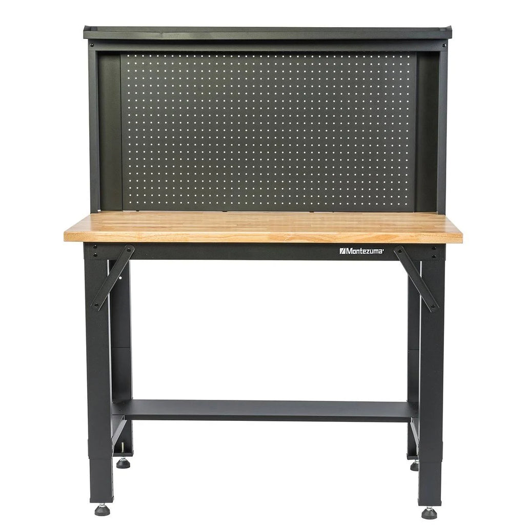 4 ft Adjustable Height Steel Workbench with Pegboard Back Wall P936790