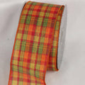 Orange and Green Tartan Wired Craft Ribbon 40 Yards U38506