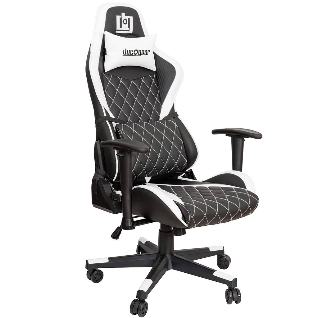 White Ergonomic Foam Gaming Chair with Adjustable Head and Lumbar Support H1233
