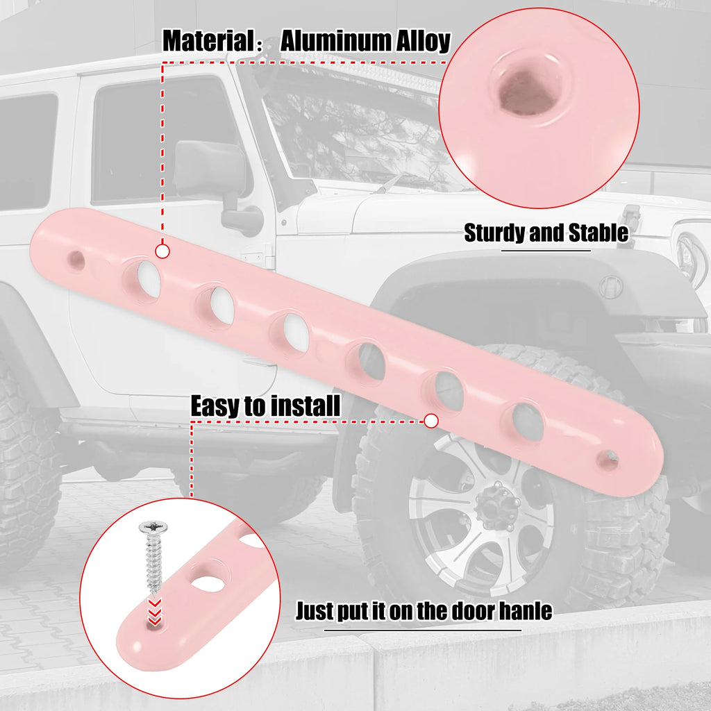 Pink Exterior Door Handle Decoration Strip Trim with Push Button Cover for Jeep Wrangler 2 Door 2007-2018 M51920