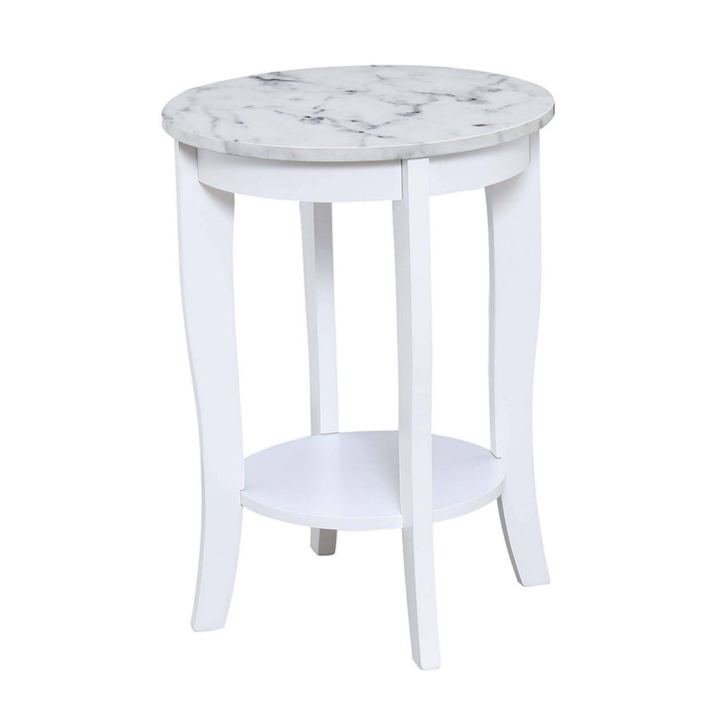 White Faux Marble Round End Table T65586