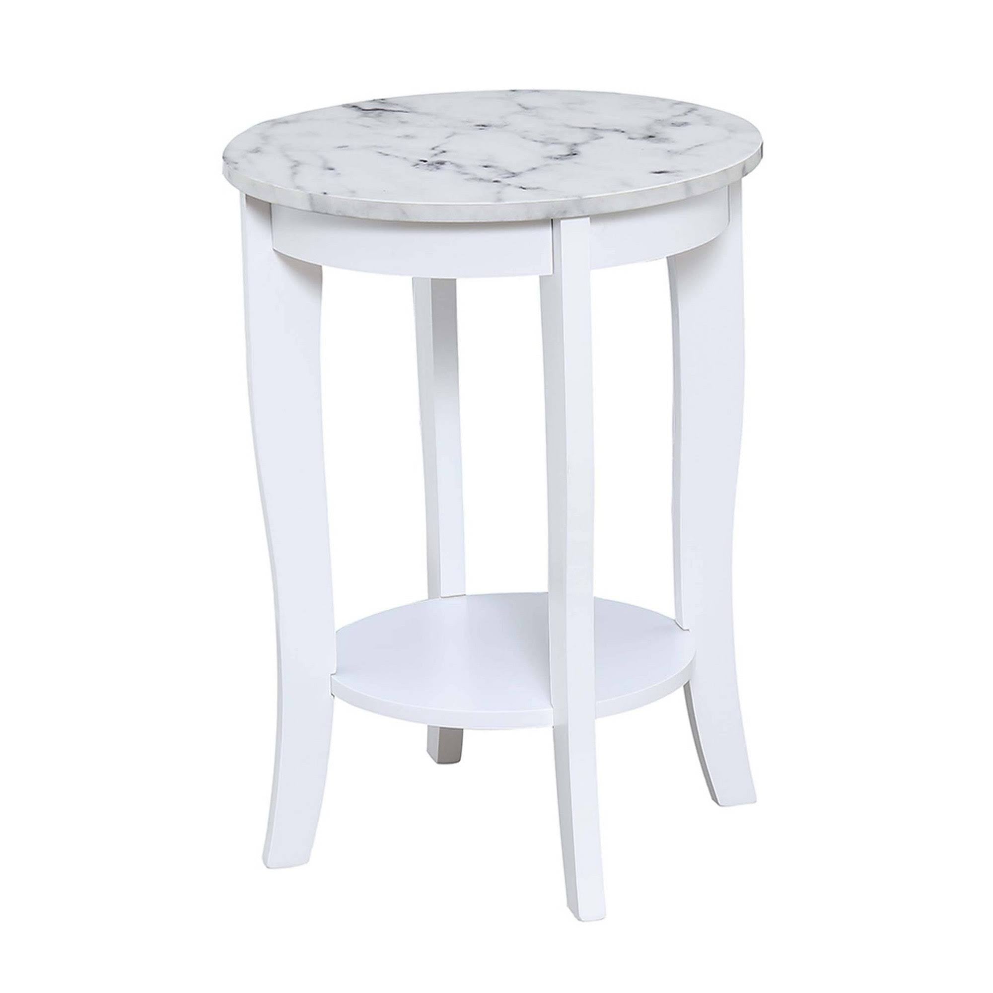 White Faux Marble Round End Table T65586