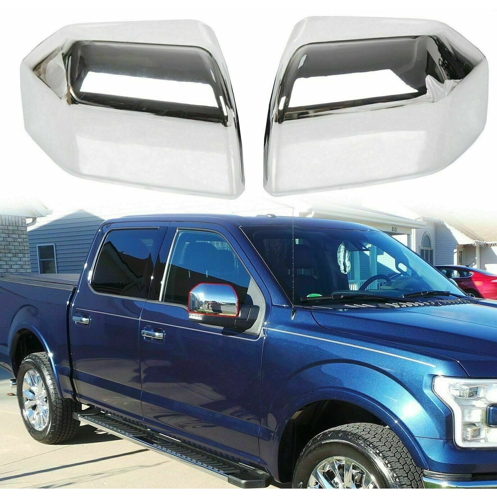 Chrome Pair Top Mirror Covers Caps F913
