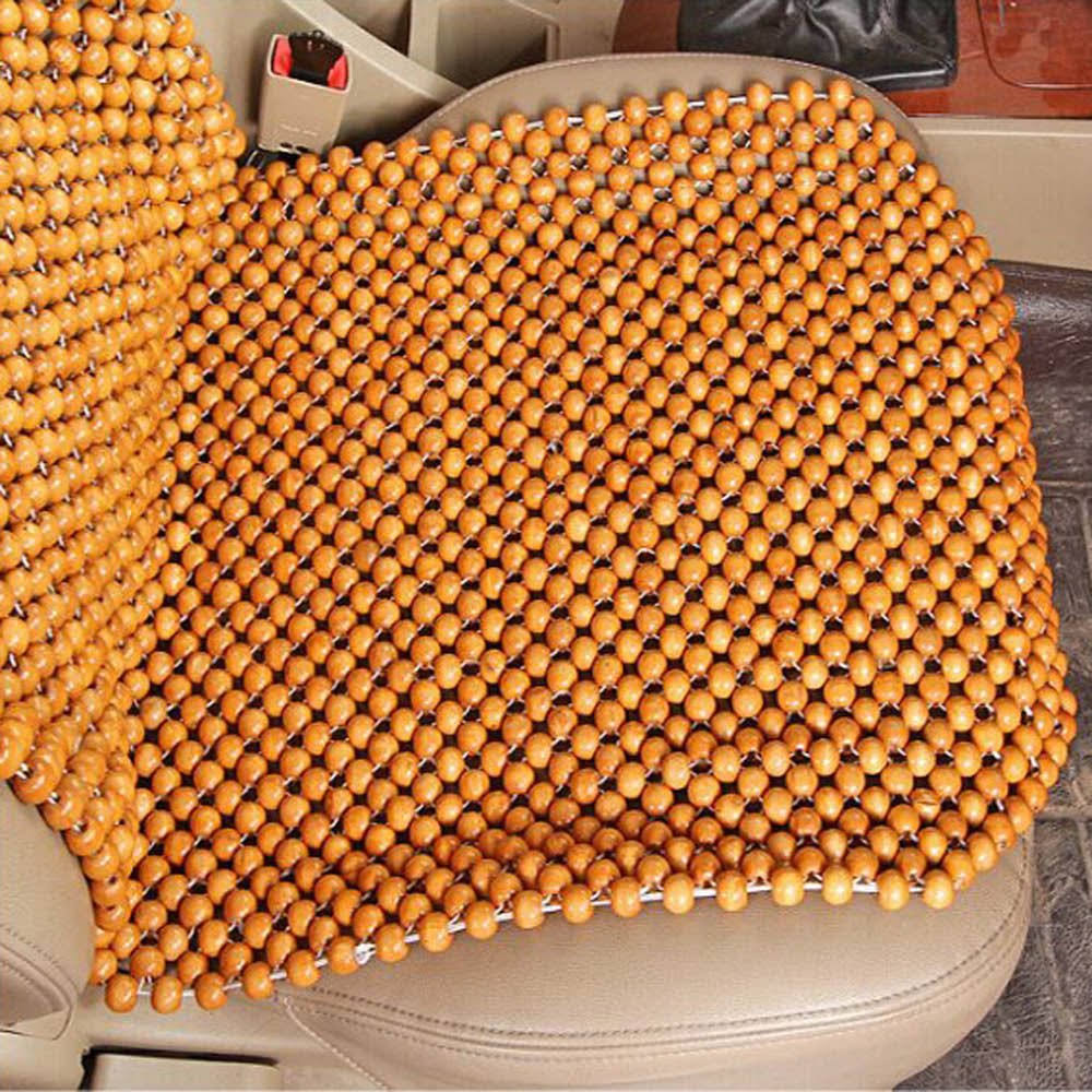 Natural Wood Beaded Car Seat Cover Cush D49624