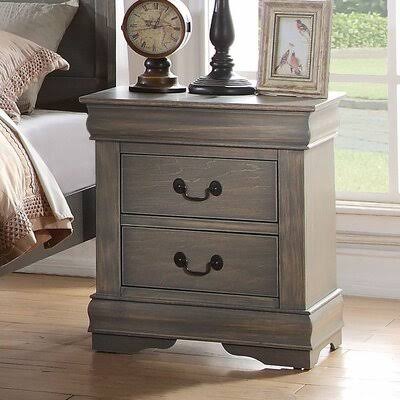 Antique Gray 2-Drawer Nightstand F5985