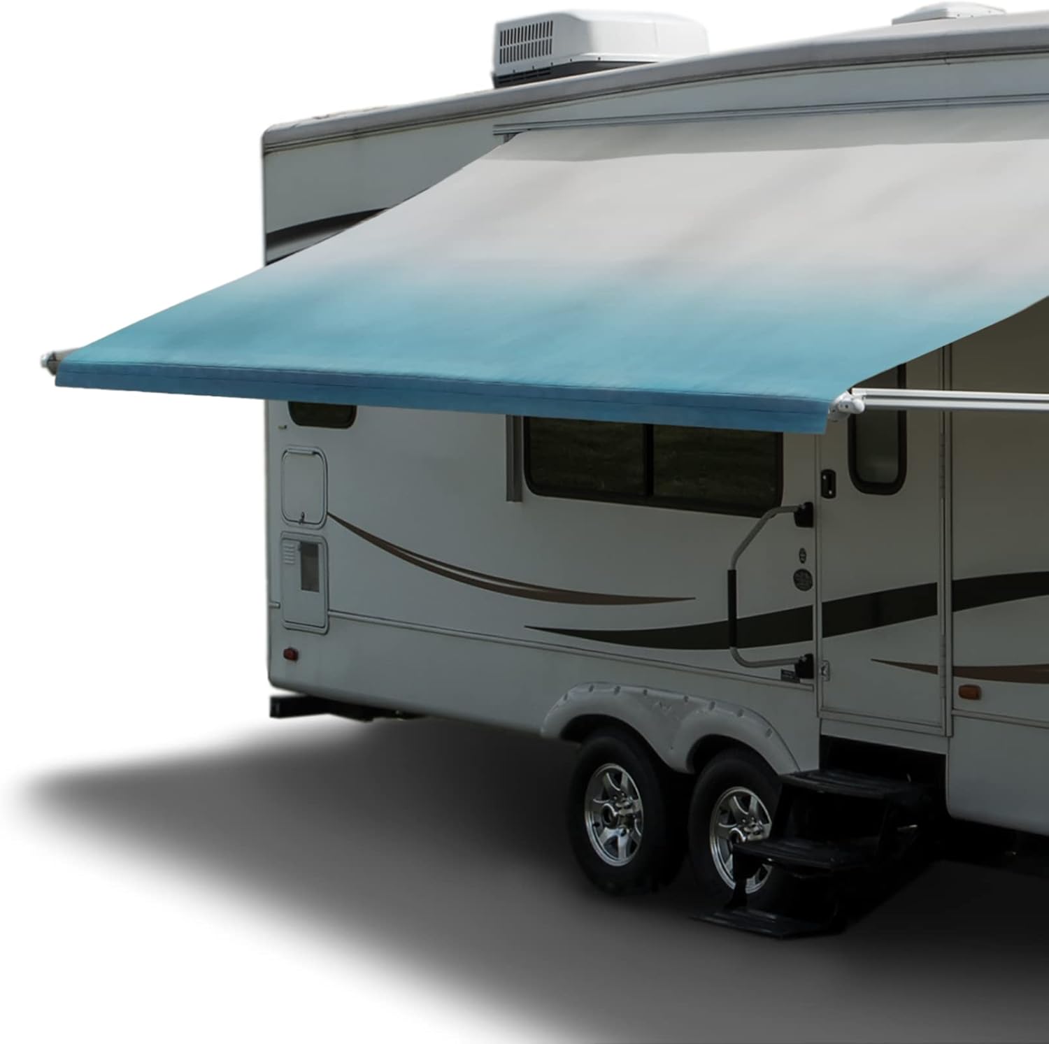 Blue Heat Sealed RV Awning Fabric Replacement 15 Foot Camper Awning S173521