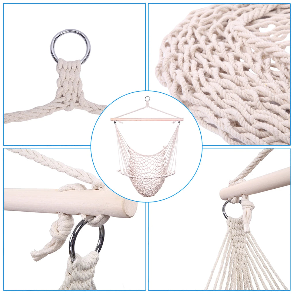 Beige Hanging Rope Air/Sky Chair Swing U312434