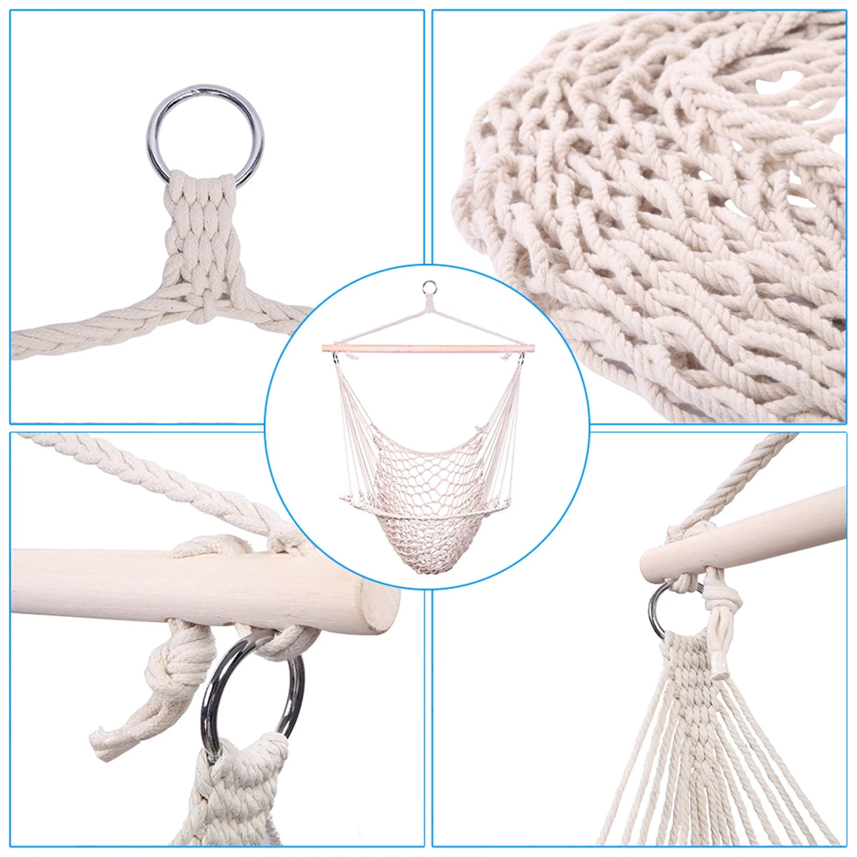 Beige Hanging Rope Air/Sky Chair Swing U312434