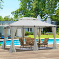 Coffee Top Outdoor Patio Gazebo Canopy Tent With Ventilated Double Roof And Mosquito Net U371