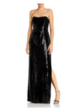 Black Sleeveless Sweetheart Neckline Full-Length Formal Sheath Dress H36534