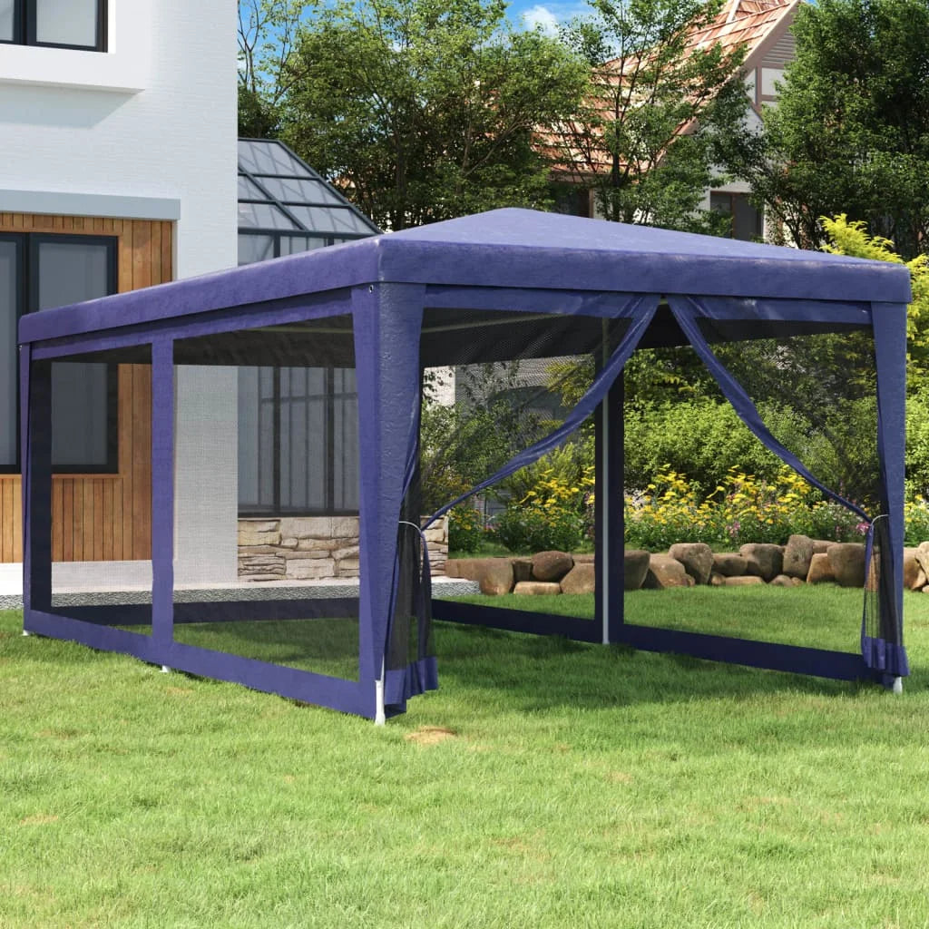 Party Tent with 6 Mesh Sidewalls Blue 9.8'x19.7' HDPE Y451
