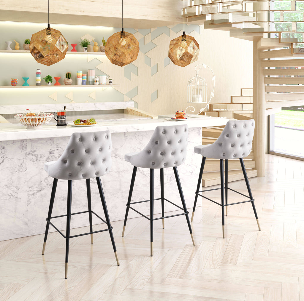 Gray Velvet Bar Chair O75295