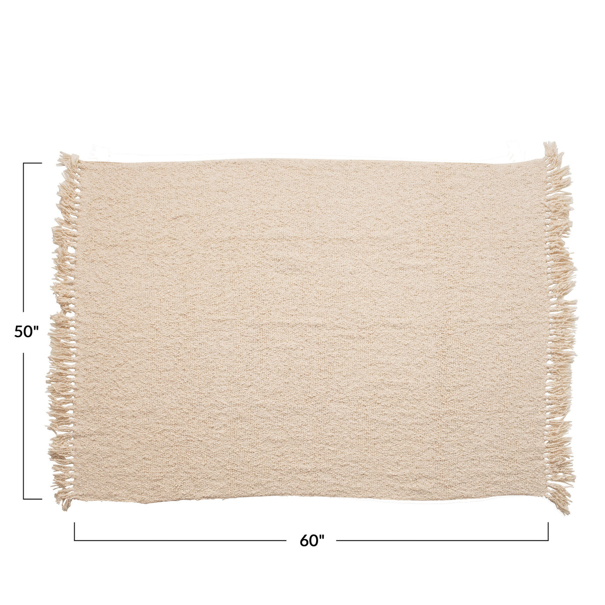 Cream Cotton Blend Bouclé Throw with Fringe E362626