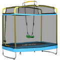 3-in-1 Kids Trampoline with Enclosure, Swing, Gymnastics Bar, Light Blue U82854