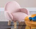 Pink Faux Fur Small Child Chair with Wooden Legs X9502