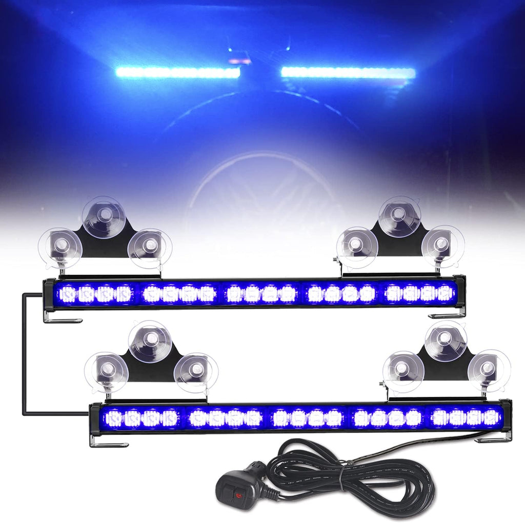 2 in 1 Amber White LED Traffic Advisor Strobe Light Bar Pack of 2 E473226