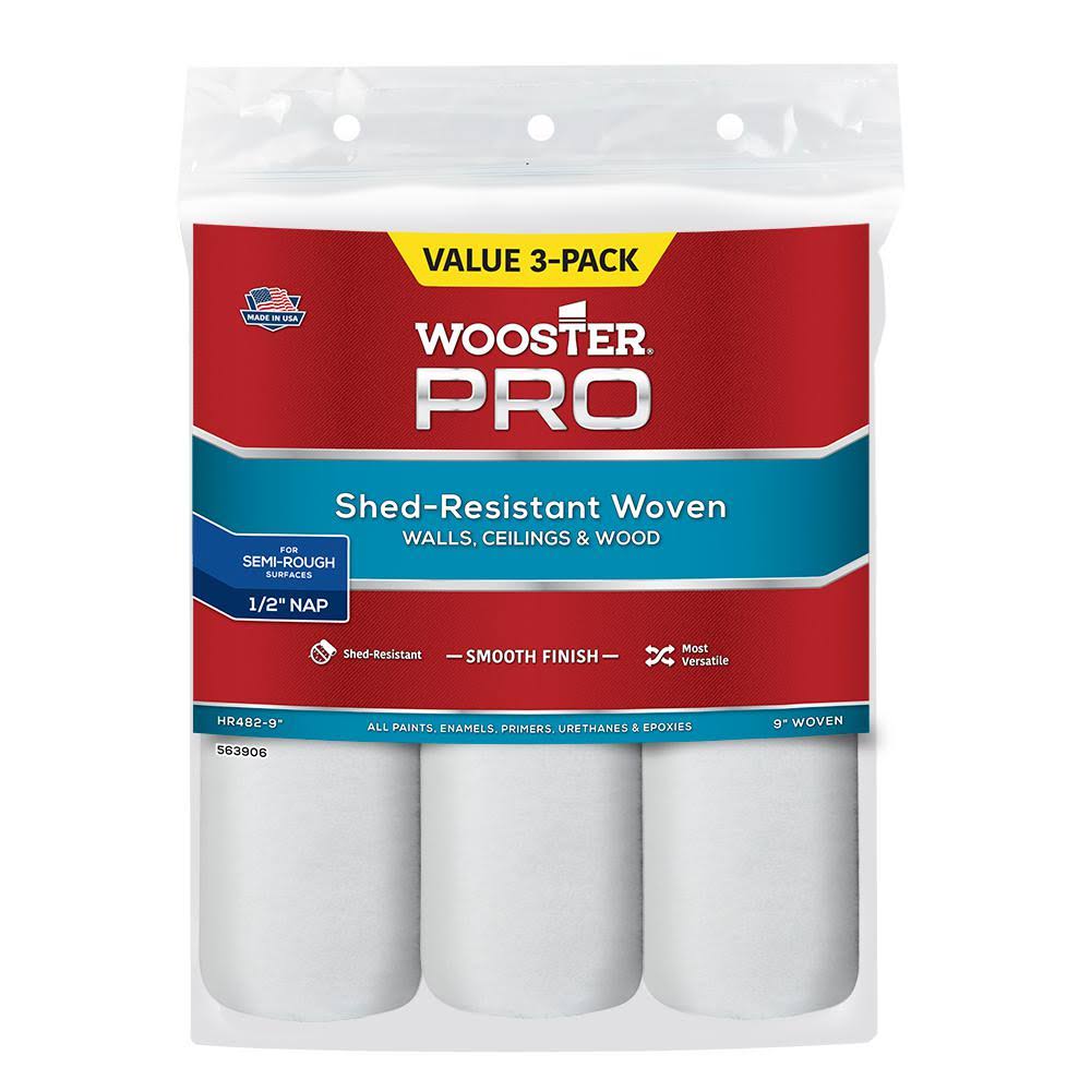9 in. x 1/2 in. High-Density Woven Acrylic Roller Covers (3-Pack) (Case of 6) O3122
