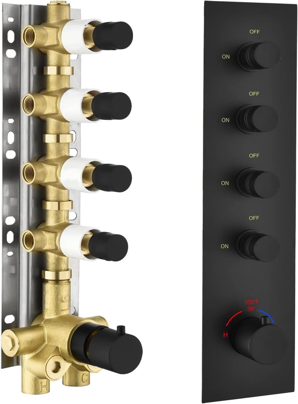 Brushed Nickel Solid Brass Shower Diverter Thermostatic Mixer Valve with Trim S109445