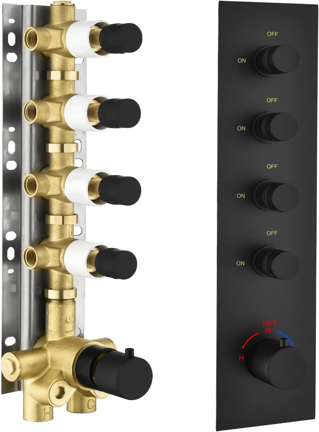 Brushed Nickel Solid Brass Shower Diverter Thermostatic Mixer Valve with Trim S109445